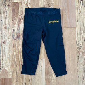 Nike Pro Combats Livestrong Athletic Leggings Cropped Black Yellow
